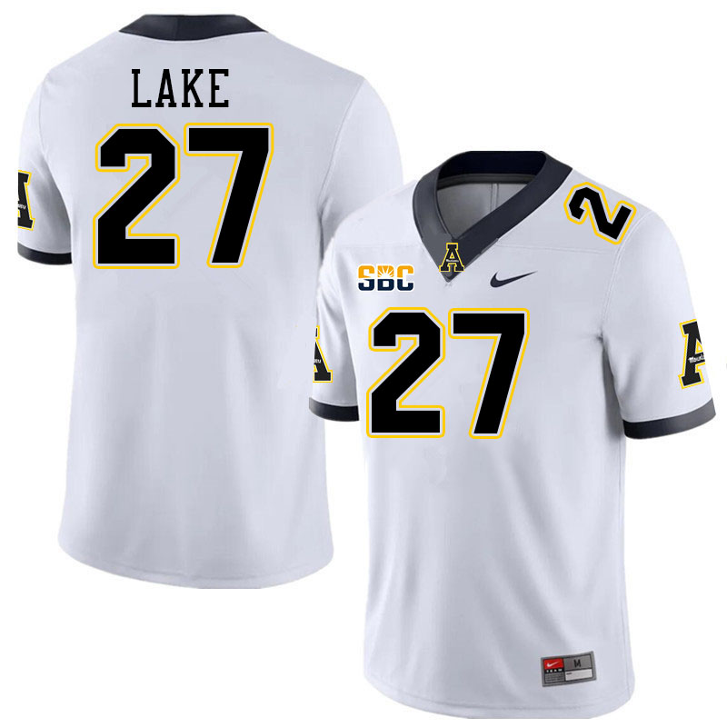 Appalachian State Mountaineers #27 Mitchell Lake College Football Jerseys Stitched-White